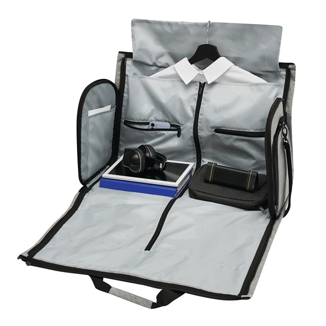 Travel bag with integrated garment bag MILANO grey / black 56-2256702